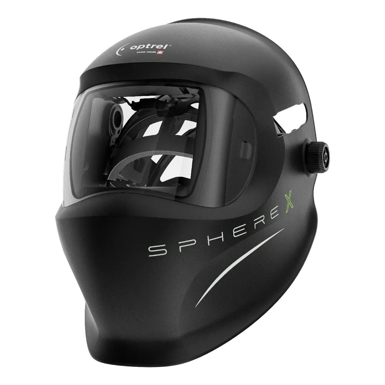 Helmet shell sphereX, black — without ADF, with IsoFit® X headgear and front cover lens