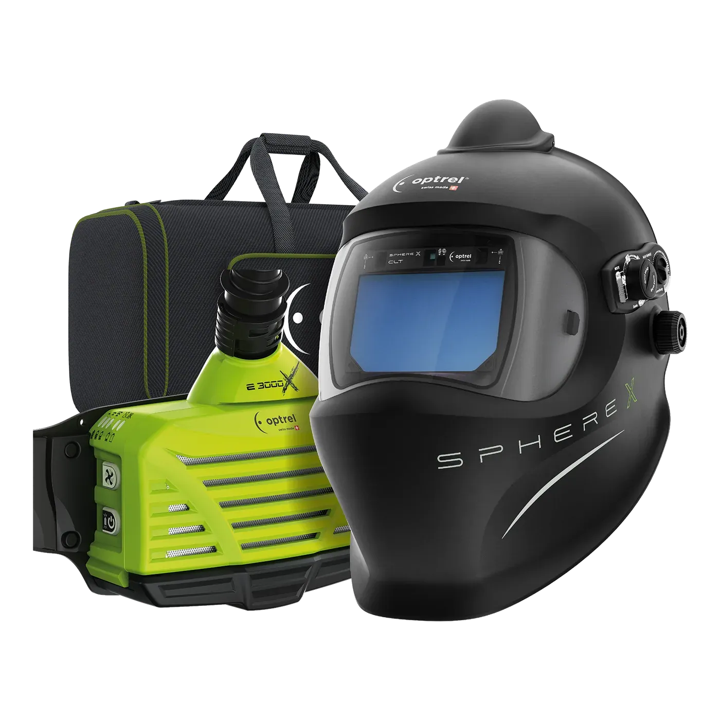 Ready-to-Weld package sphereX pure air clt + e3000X — auto-darkening PAPR welding helmet