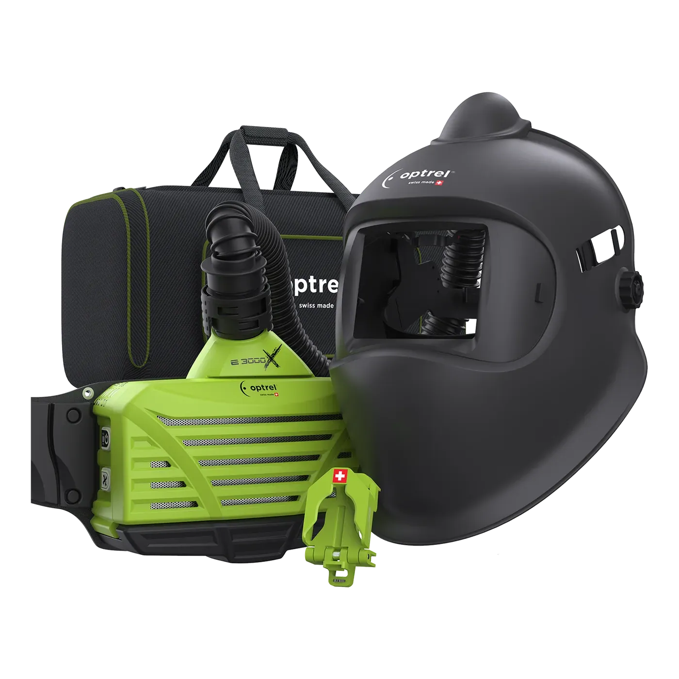 Ready-to-Weld upgrade package e684 PAPR black + e3000X — PAPR helmet shell without cassette