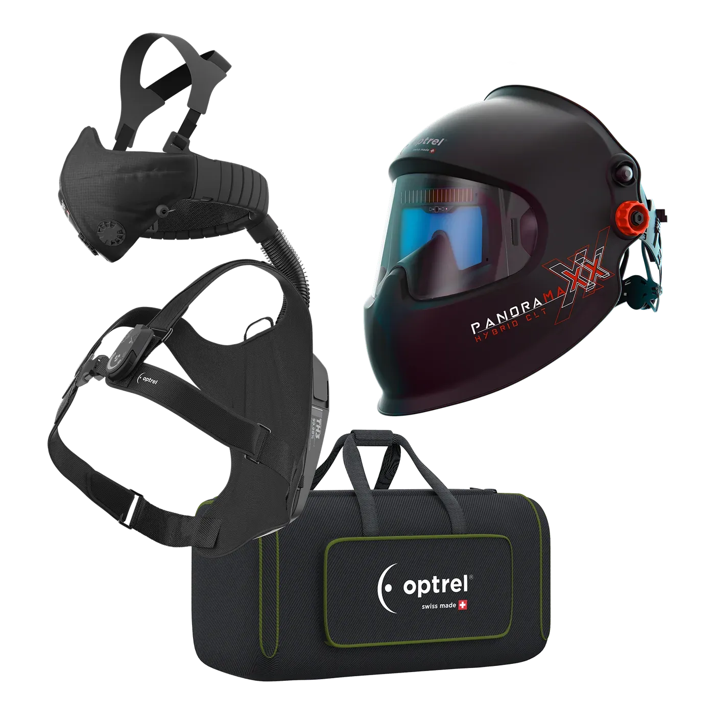Ready-to-Weld package panoramaxx hybrid clt + swiss air — laser and welding helmet with respiratory system