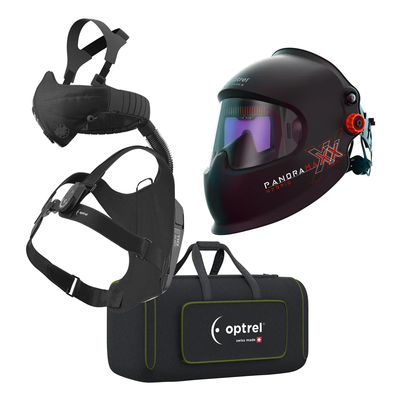 Ready-to-Weld package panoramaxx hybrid + swiss air — laser and welding helmet with respiratory system