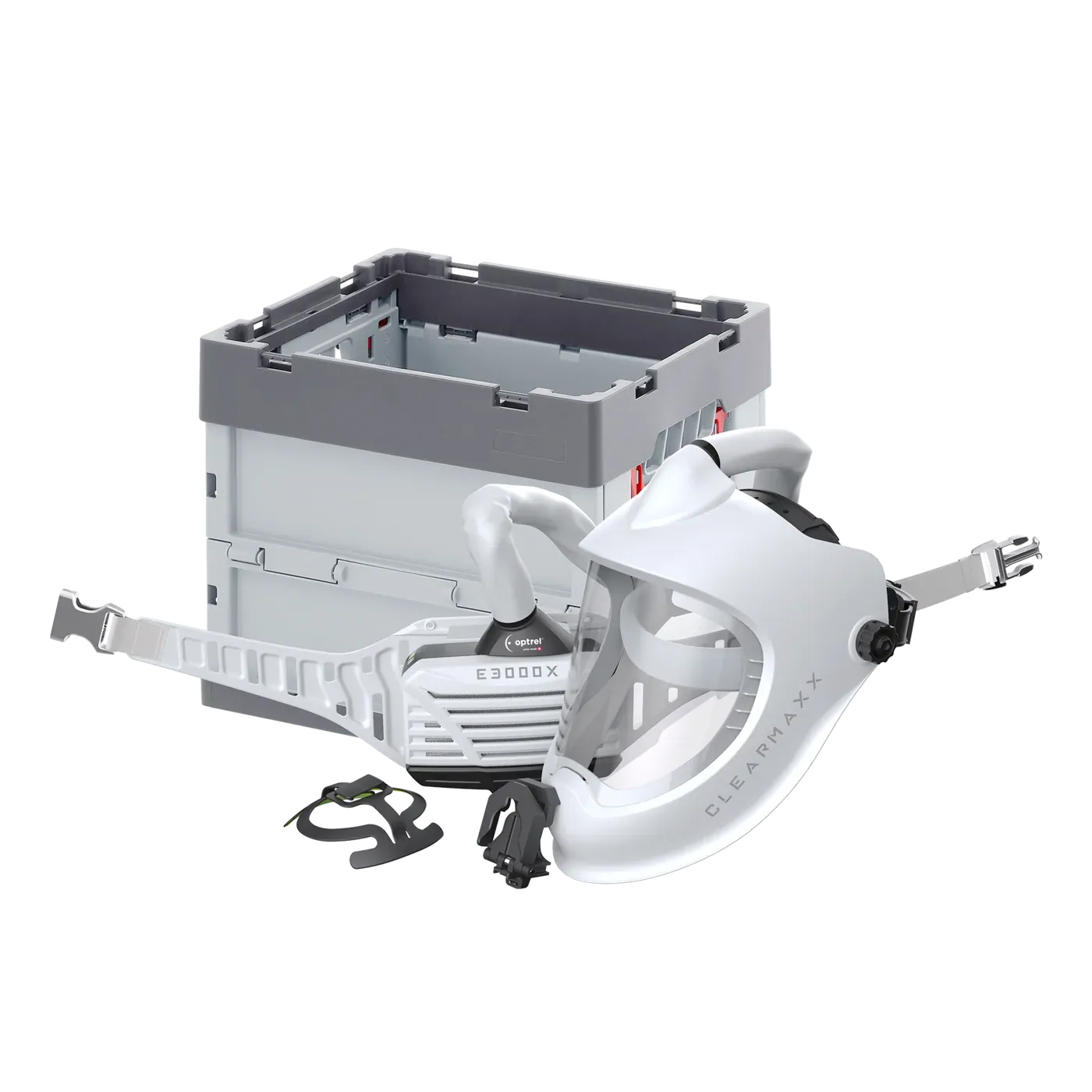 Ready-to-Protect package clearmaxx PAPR white + e3000X — PAPR helmet with HALO comfort pad