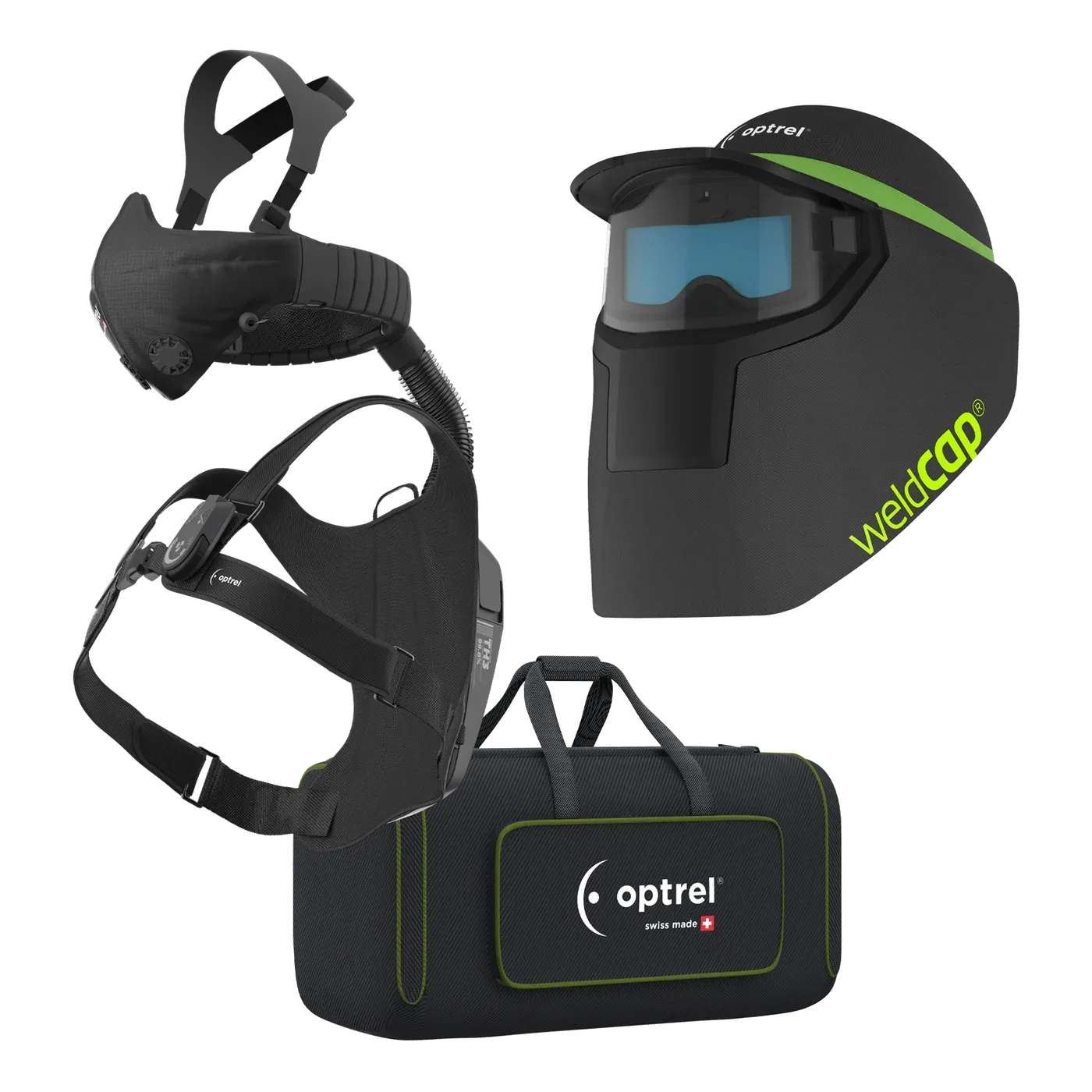 Ready-to-Weld package weldcap + swiss air — welding cap with respiratory system