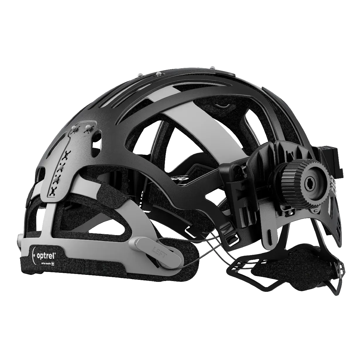 IsoFit® X headgear for sphereX series, with hard hat adapter — black knobs