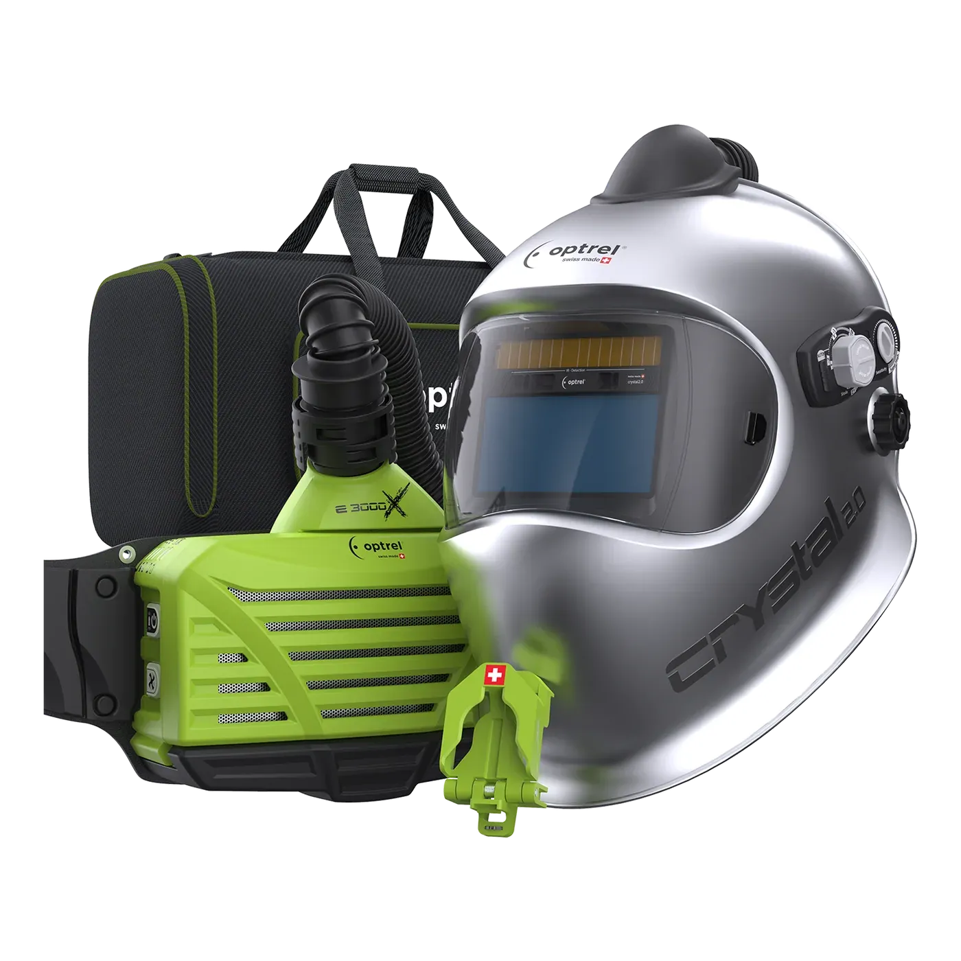 Ready-to-Weld package crystal2.0 PAPR + e3000X — auto-darkening PAPR welding helmet