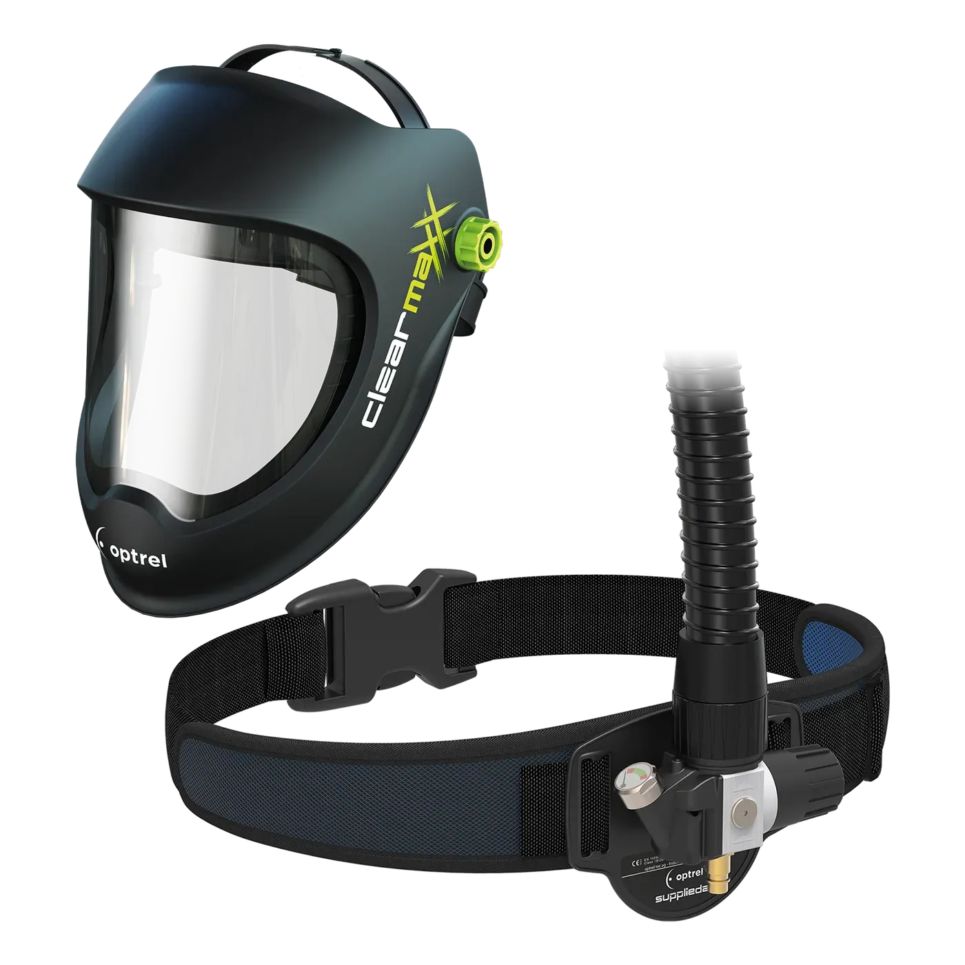 Ready-to-Grind package clearmaxx PAPR + suppliedair — grinding helmet with compressed air system