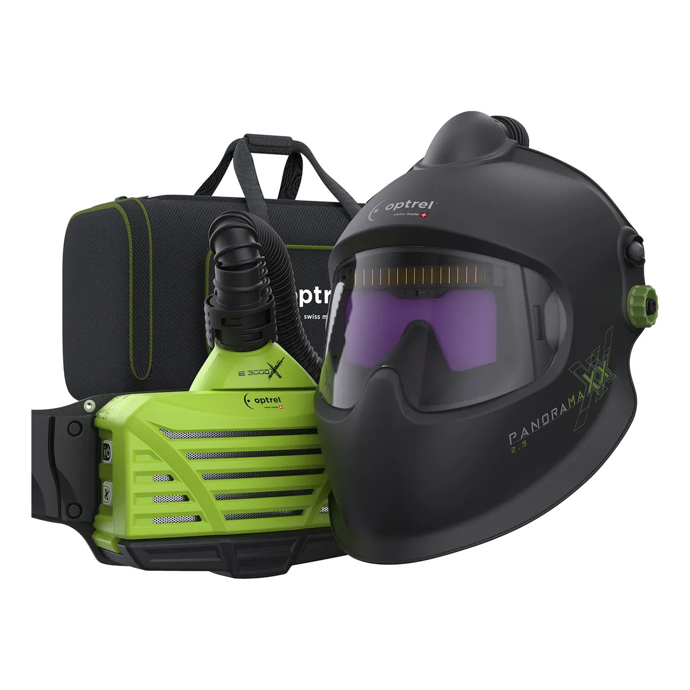 Ready-to-Weld package panoramaxx pure air 2.5 + e3000X — auto-darkening PAPR welding helmet