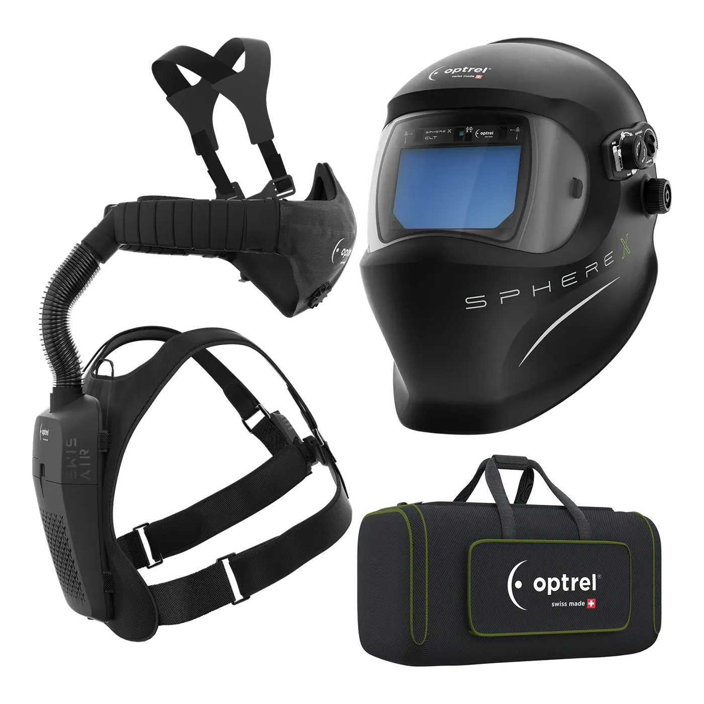 Ready-to-Weld package sphereX clt + swiss air — auto-darkening helmet with respiratory system