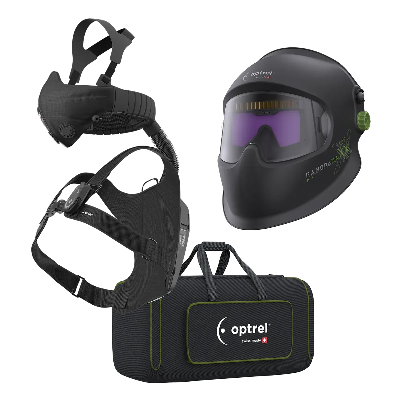 Ready-to-Weld package panoramaxx 2.5 + swiss air — auto-darkening helmet with respiratory system