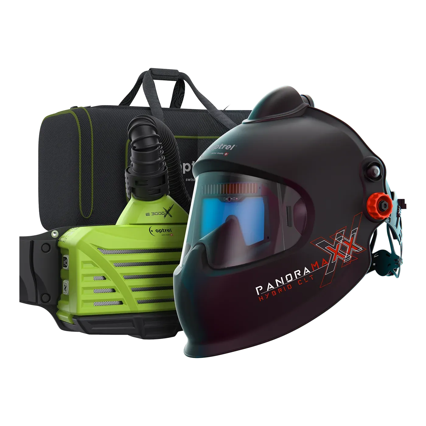 Ready-to-Weld package panoramaxx pure air hybrid clt + e3000X — PAPR laser and welding helmet