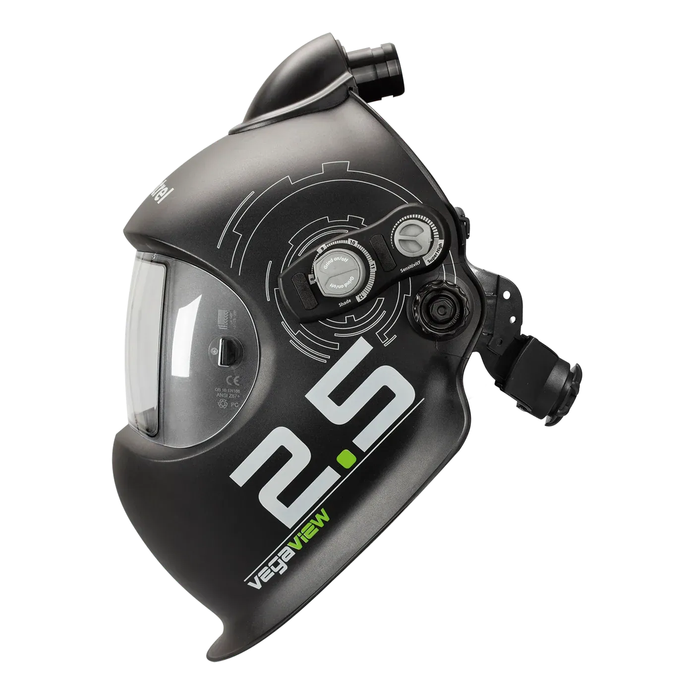 PAPR helmet shell vegaview2.5, black — without ADF, with headband and front cover lens