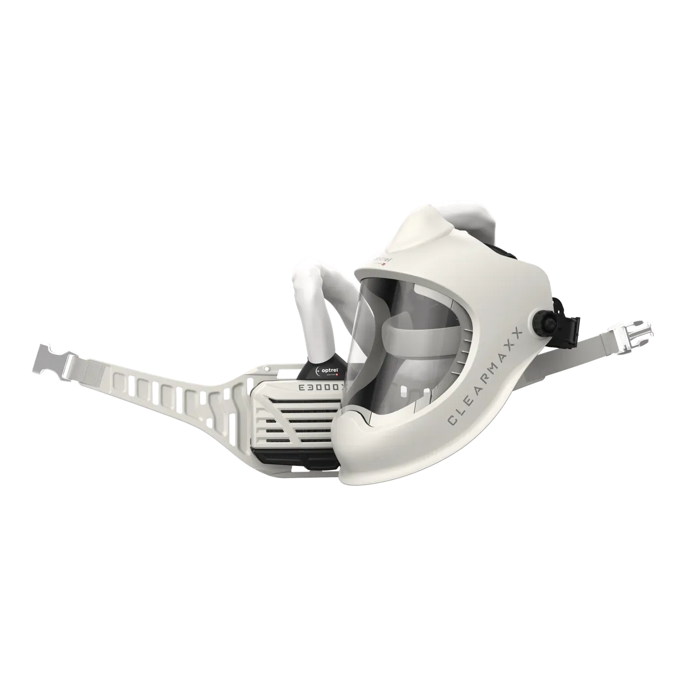 optrel zestaw Ready-to-Protect clearmaxx PAPR biała + e3000X — przyłbica z nawiewem i nakładką HALO — 2