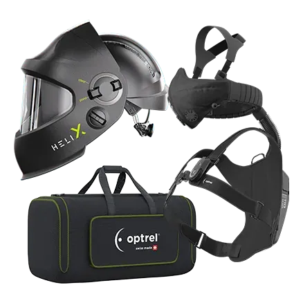 optrel Ready-to-Weld package helix 2.5 + swiss air — auto-darkening helmet with hard hat and respiratory system — 2