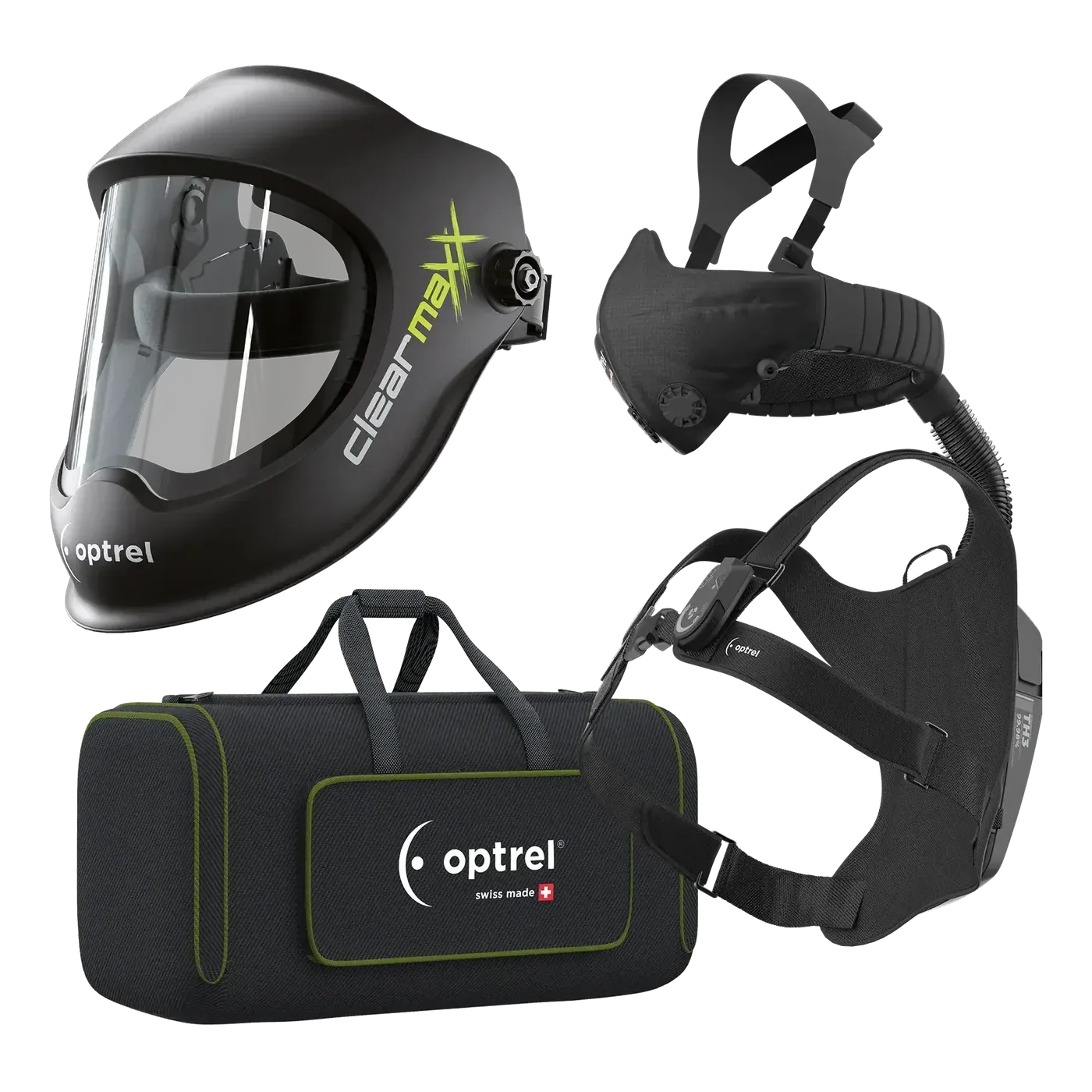 optrel Ready-to-Grind package clearmaxx + swiss air — grinding helmet with respiratory system — 2