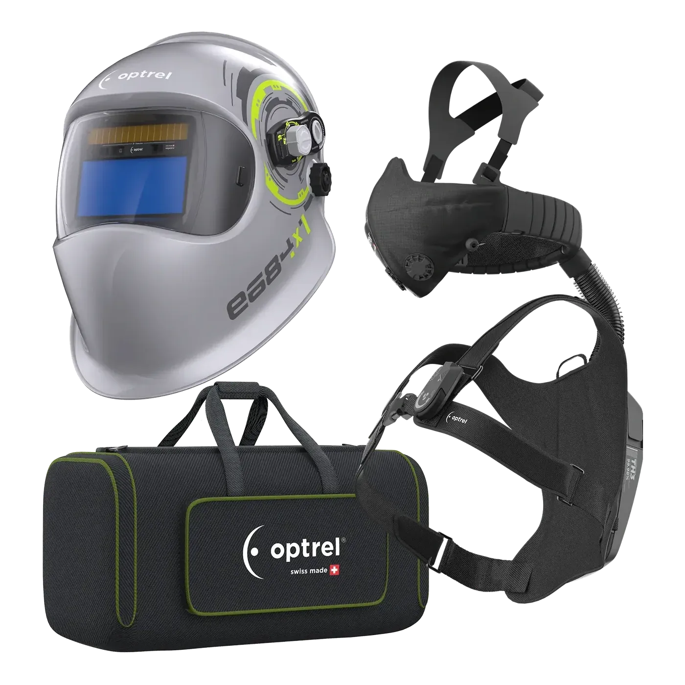optrel Ready-to-Weld package e684 + swiss air — welding helmet with respiratory system — 2